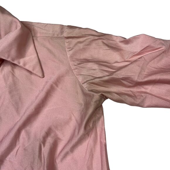 Vintage 70s Spread Collar Long Sleeve Button Up Blouse FLAW Pink Womens Medium - Picture 5 of 6